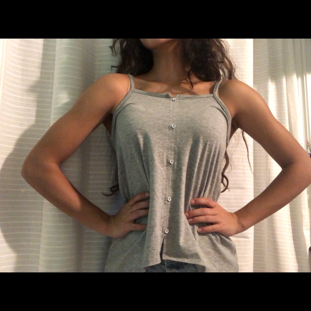Grey button down tank top